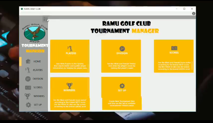 BSP Ramu Golf Club Tournament Manager desktop app showing score tracking interface